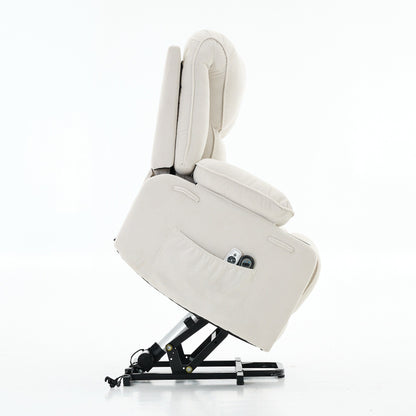 Fauteuil inclinable releveur électrique - Télécommande avec massage thermique, cuir synthétique, poches latérales - Fauteuil d'assistance à la mobilité pour personnes âgées
