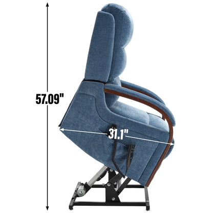 Fauteuil inclinable électrique à double moteur, positions infinies, avec accoudoirs en bois massif, massage thermique et mécanisme de mouvement robuste