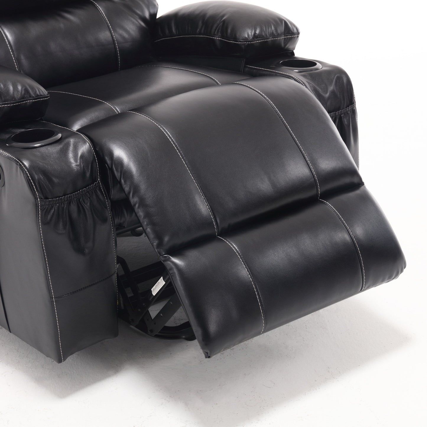 Fauteuil inclinable électrique avec releveur, massage et chauffage, avec assise large, poches latérales, porte-gobelets et minuterie pour personnes âgées