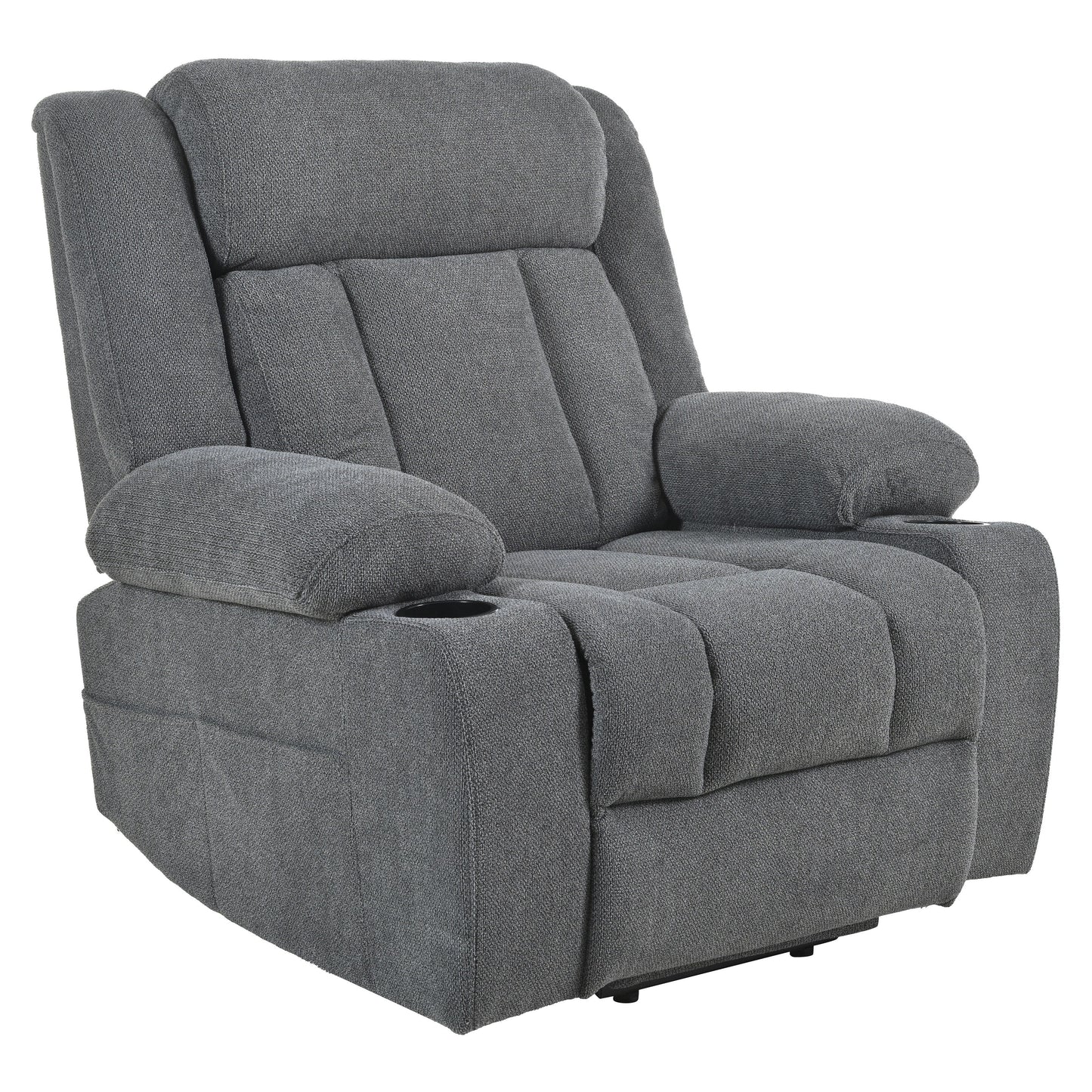 Fauteuil releveur électrique pour personnes âgées, fauteuil releveur en tissu avec repose-pieds allongé, 2 porte-gobelets, poches latérales et télécommande.
