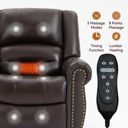 Fauteuil inclinable électrique à relevage électrique, massage thermique, double moteur, positions infinies, jusqu'à 159 kg, mécanisme de mouvement robuste avec ports USB