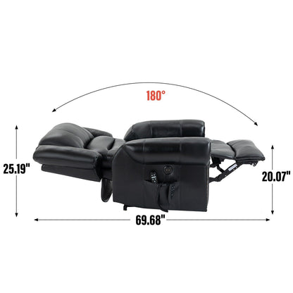 Fauteuil inclinable électrique à relevage électrique, massage thermique, double moteur, positions infinies, jusqu'à 159 kg, mécanisme de mouvement robuste avec ports USB