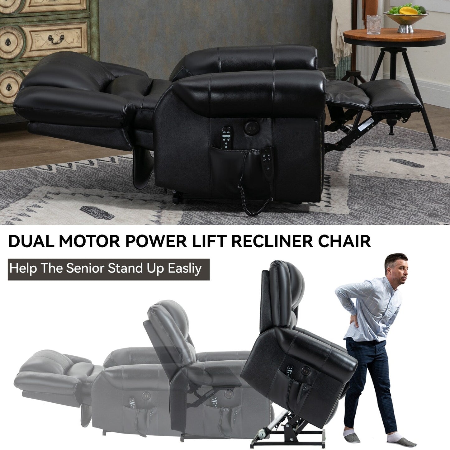 Fauteuil inclinable électrique avec relevage et massage thermique