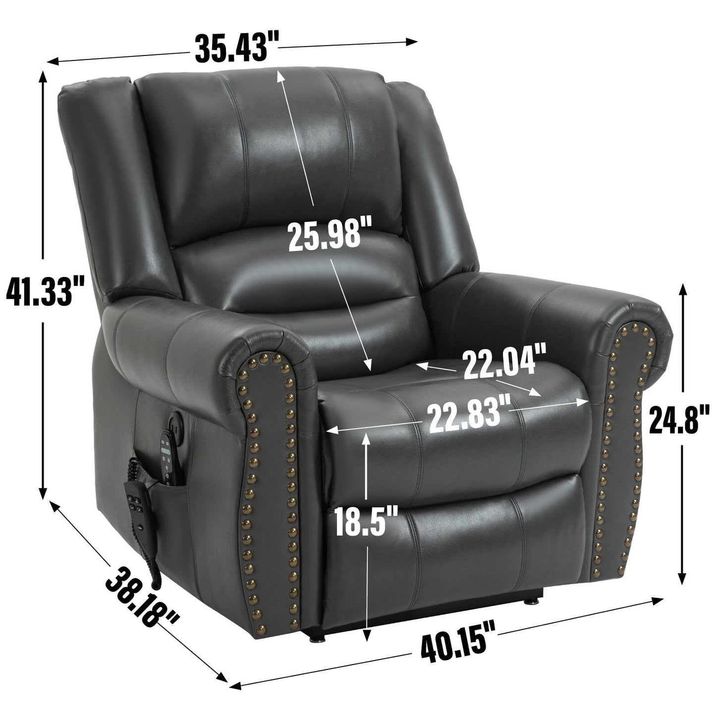 Fauteuil inclinable électrique avec relevage et massage thermique