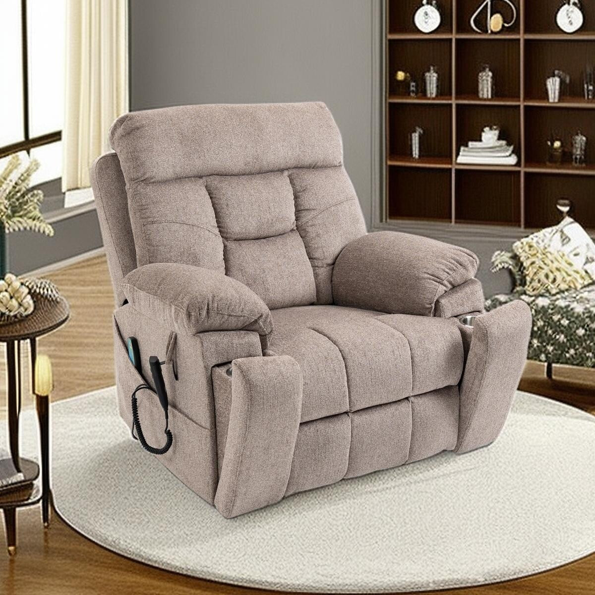 Fauteuil inclinable électrique avec relevage électrique, massage et chauffage, fauteuil inclinable à double moteur, fauteuil inclinable électrique avec porte-gobelets et poche, 400 lb
