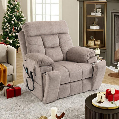 Fauteuil inclinable électrique avec relevage électrique, massage et chauffage, fauteuil inclinable à double moteur, fauteuil inclinable électrique avec porte-gobelets et poche, 400 lb