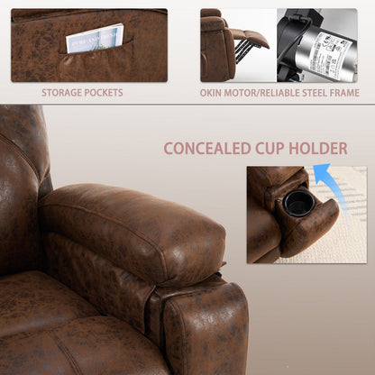 Fauteuil inclinable électrique rembourré, large et massant, mécanisme d'inclinaison robuste et sécurisé avec poches latérales