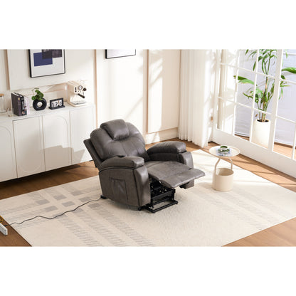 Fauteuil inclinable électrique rembourré, large et massant, mécanisme d'inclinaison robuste et sécurisé avec poches latérales