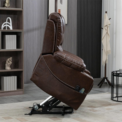 Fauteuil inclinable électrique en cuir synthétique avec massage et chauffage pour personnes âgées