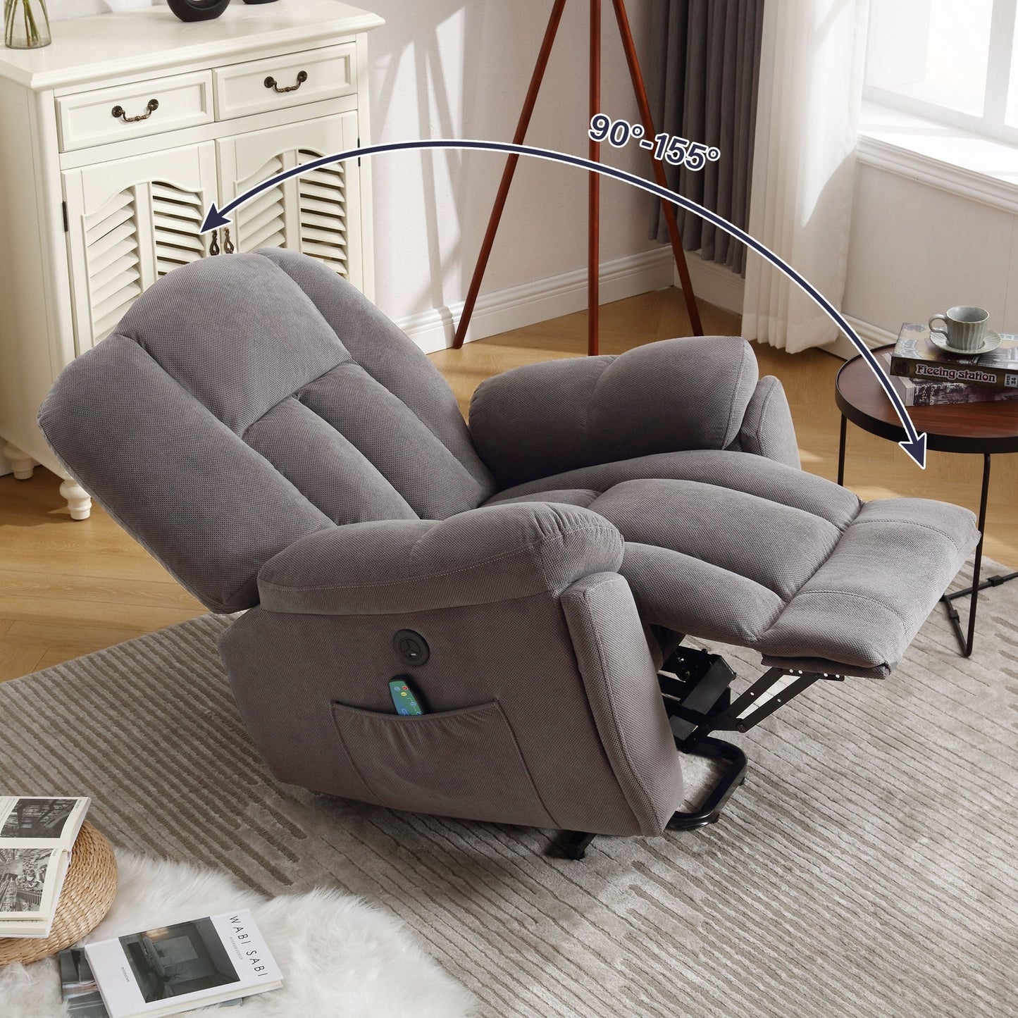 Fauteuil inclinable électrique pour personnes âgées avec chauffage et massage Fauteuil inclinable pour salon avec position infinie et