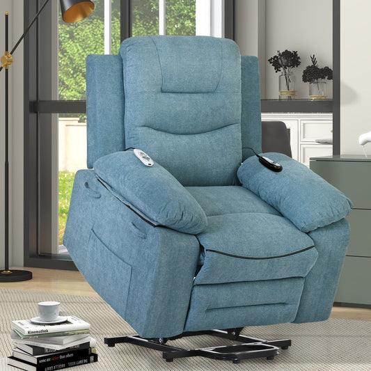 Fauteuil inclinable électrique pour personnes âgées, fonctions de massage et de chauffage réglables, inclinaison infinie, poche latérale