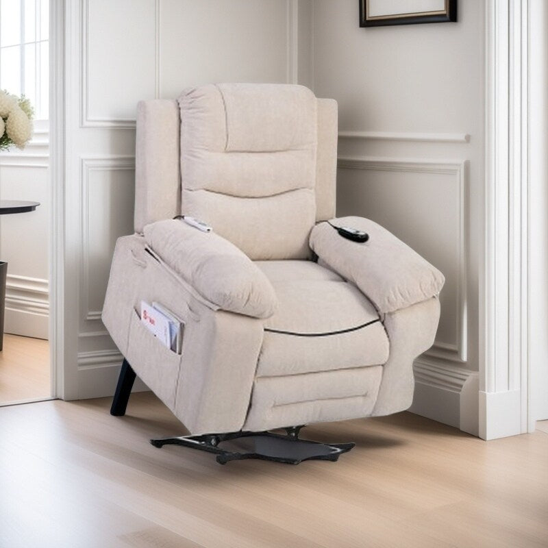Fauteuil inclinable électrique pour personnes âgées, fonctions de massage et de chauffage réglables, inclinaison infinie, poche latérale