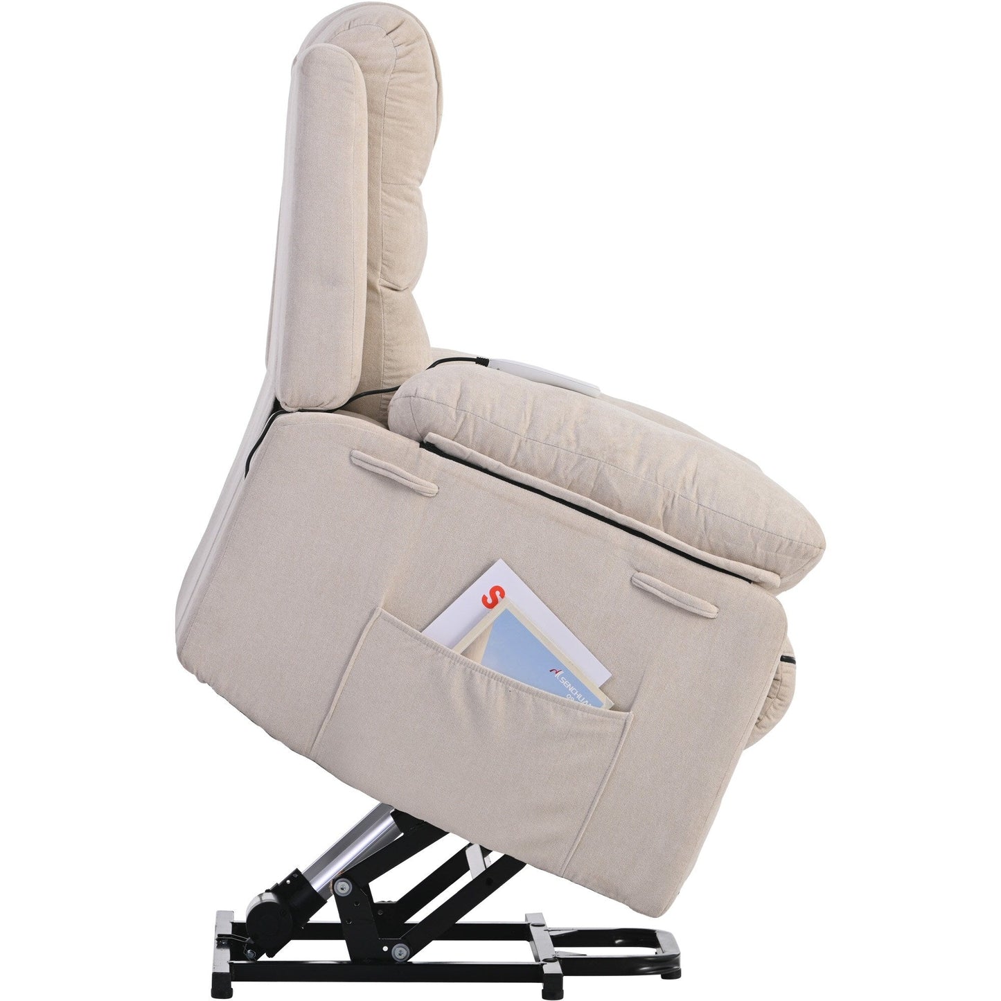 Fauteuil inclinable électrique pour personnes âgées, fonctions de massage et de chauffage réglables, inclinaison infinie, poche latérale