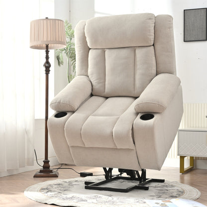 Fauteuil inclinable électrique pour personnes âgées, canapé simple classique avec 2 porte-gobelets, poches latérales et télécommande