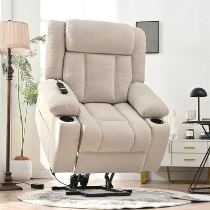 Fauteuil inclinable électrique pour personnes âgées, canapé simple classique avec 2 porte-gobelets, poches latérales et télécommande