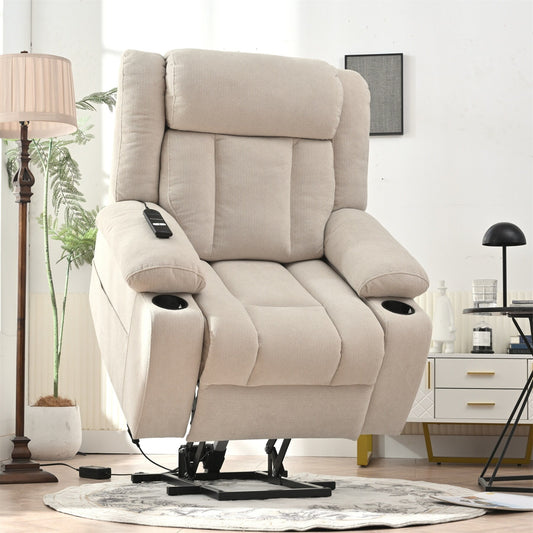 Fauteuil inclinable électrique pour personnes âgées, canapé simple classique avec 2 porte-gobelets, poches latérales et télécommande