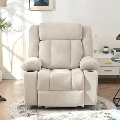 Fauteuil inclinable électrique pour personnes âgées, canapé simple classique avec 2 porte-gobelets, poches latérales et télécommande