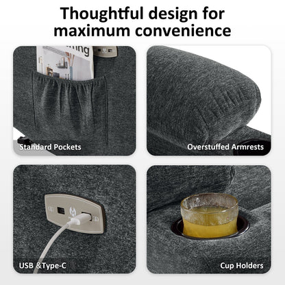 Fauteuil inclinable électrique pour personnes âgées, en tissu