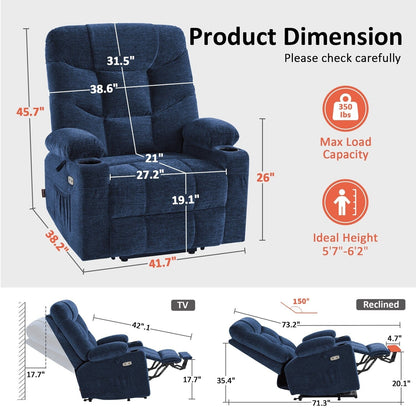 Fauteuil inclinable électrique pour personnes âgées, en tissu
