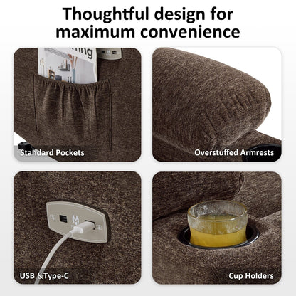 Fauteuil inclinable électrique pour personnes âgées, en tissu