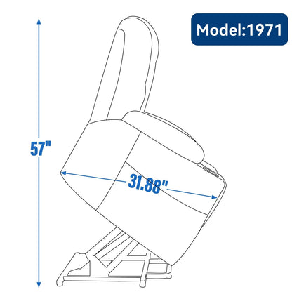 Fauteuil inclinable électrique pour personnes âgées, avec massage, chauffage, deux ports USB, chargement Type-C et porte-gobelets