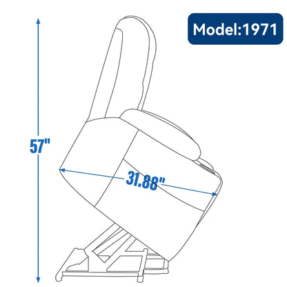 Fauteuil inclinable électrique pour personnes âgées, avec massage, chauffage, deux ports USB, chargement Type-C et porte-gobelets