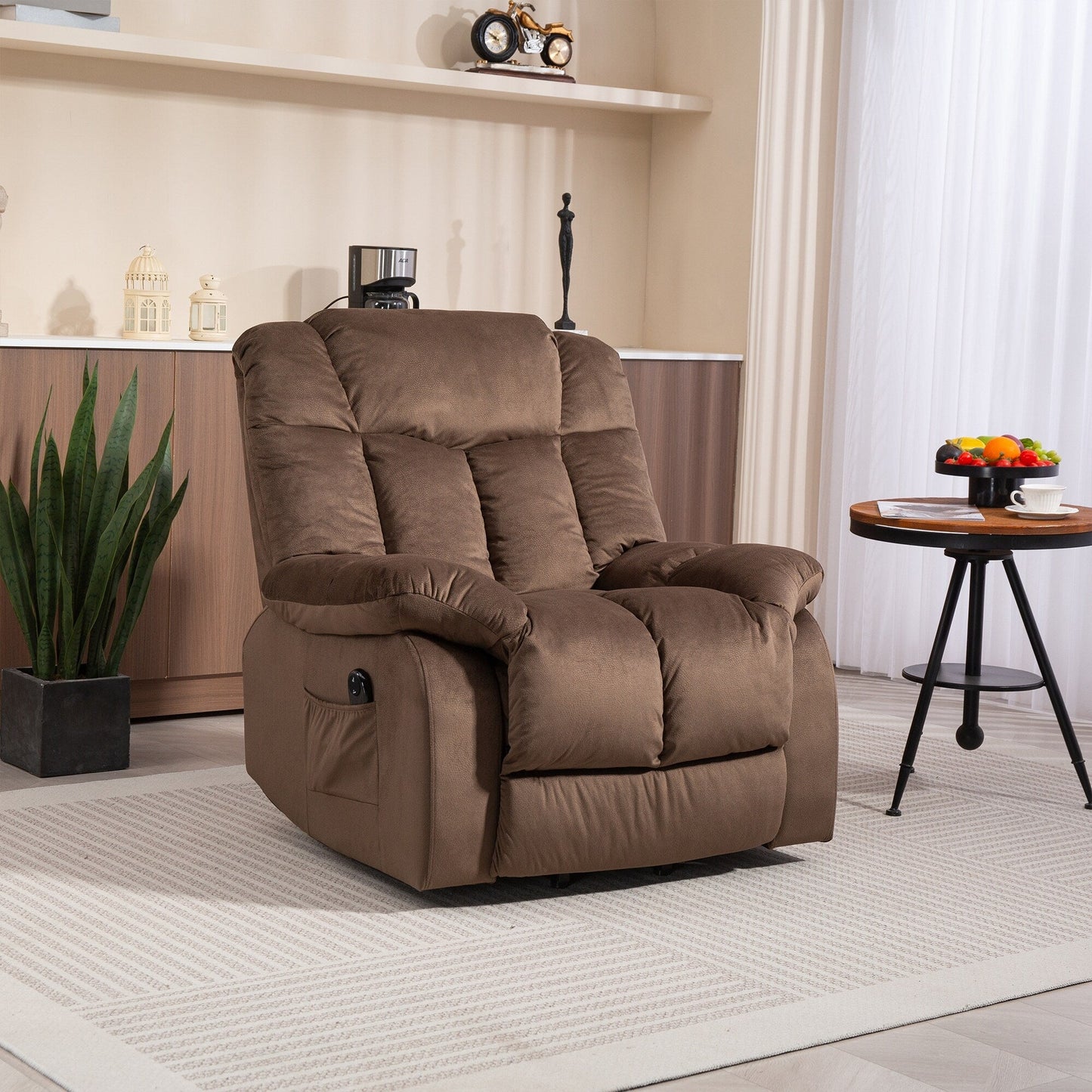 Fauteuil inclinable électrique pour personnes âgées, fauteuil inclinable robuste avec mécanisme de mouvement de sécurité et rembourrage confortable