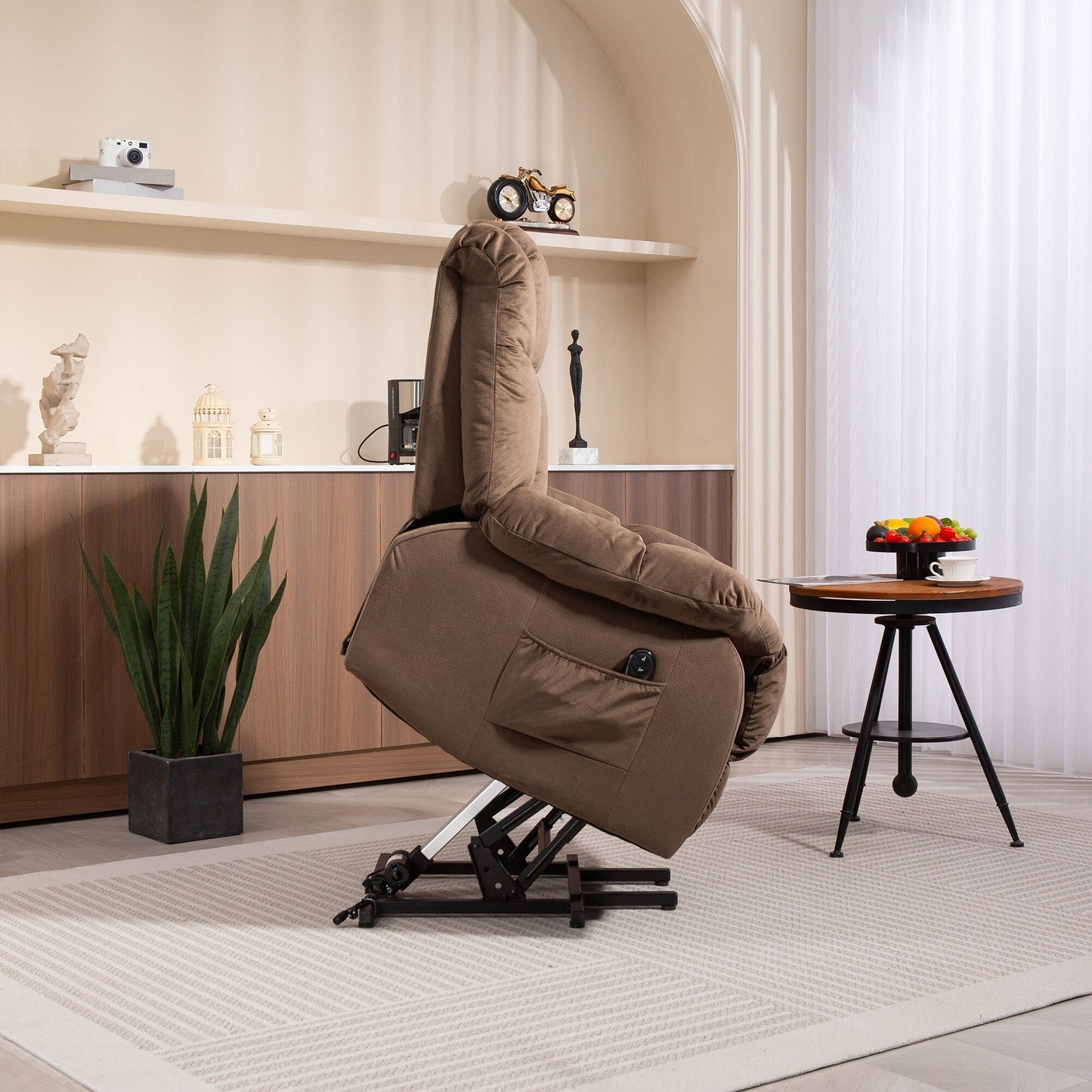 Fauteuil inclinable électrique pour personnes âgées, fauteuil inclinable robuste avec mécanisme de mouvement de sécurité et rembourrage confortable