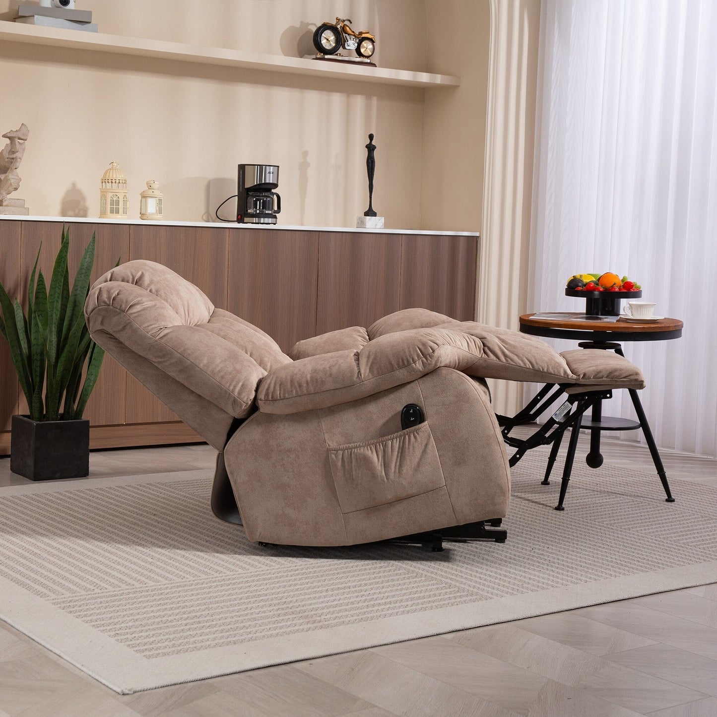 Fauteuil inclinable électrique pour personnes âgées, fauteuil inclinable robuste avec mécanisme de mouvement de sécurité et rembourrage confortable