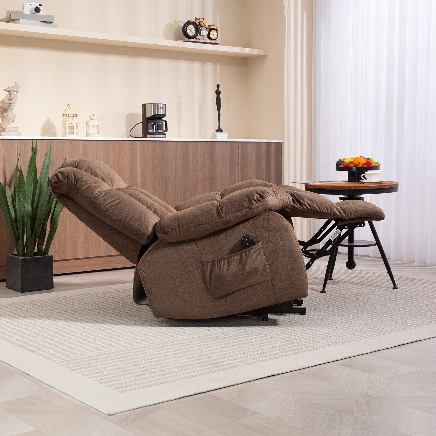 Fauteuil inclinable électrique pour personnes âgées, fauteuil inclinable robuste avec mécanisme de mouvement de sécurité et rembourrage confortable