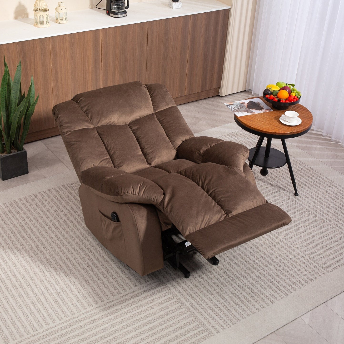 Fauteuil inclinable électrique pour personnes âgées, fauteuil inclinable robuste avec mécanisme de mouvement de sécurité et rembourrage confortable