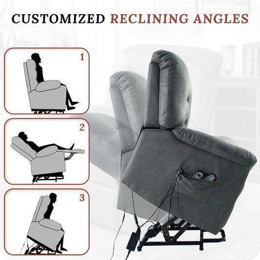 Fauteuil inclinable électrique pour personnes âgées avec chauffage et massage en 8 points, fauteuil inclinable surdimensionné en microfibre avec positions réglables