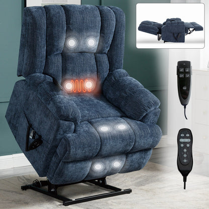 Fauteuil inclinable électrique avec double moteur, massage et chauffage (chenille)