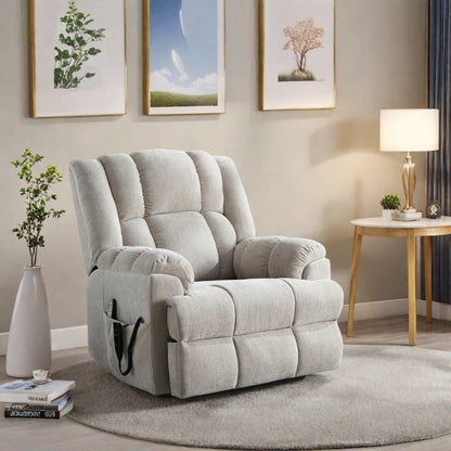 Fauteuil inclinable électrique avec double moteur, massage et chauffage lombaire, revêtement en chenille, réglage de la position en continu