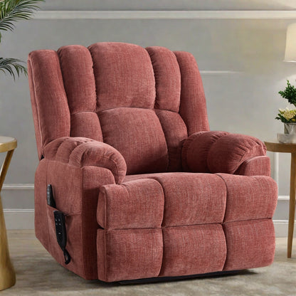 Fauteuil inclinable électrique avec double moteur, massage et chauffage lombaire, revêtement en chenille, réglage de la position en continu