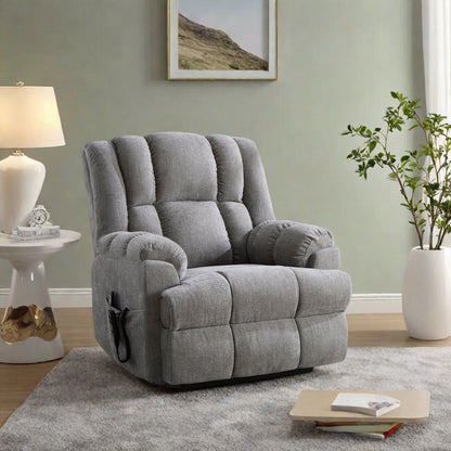 Fauteuil inclinable électrique avec double moteur, massage et chauffage lombaire, revêtement en chenille, réglage de la position en continu