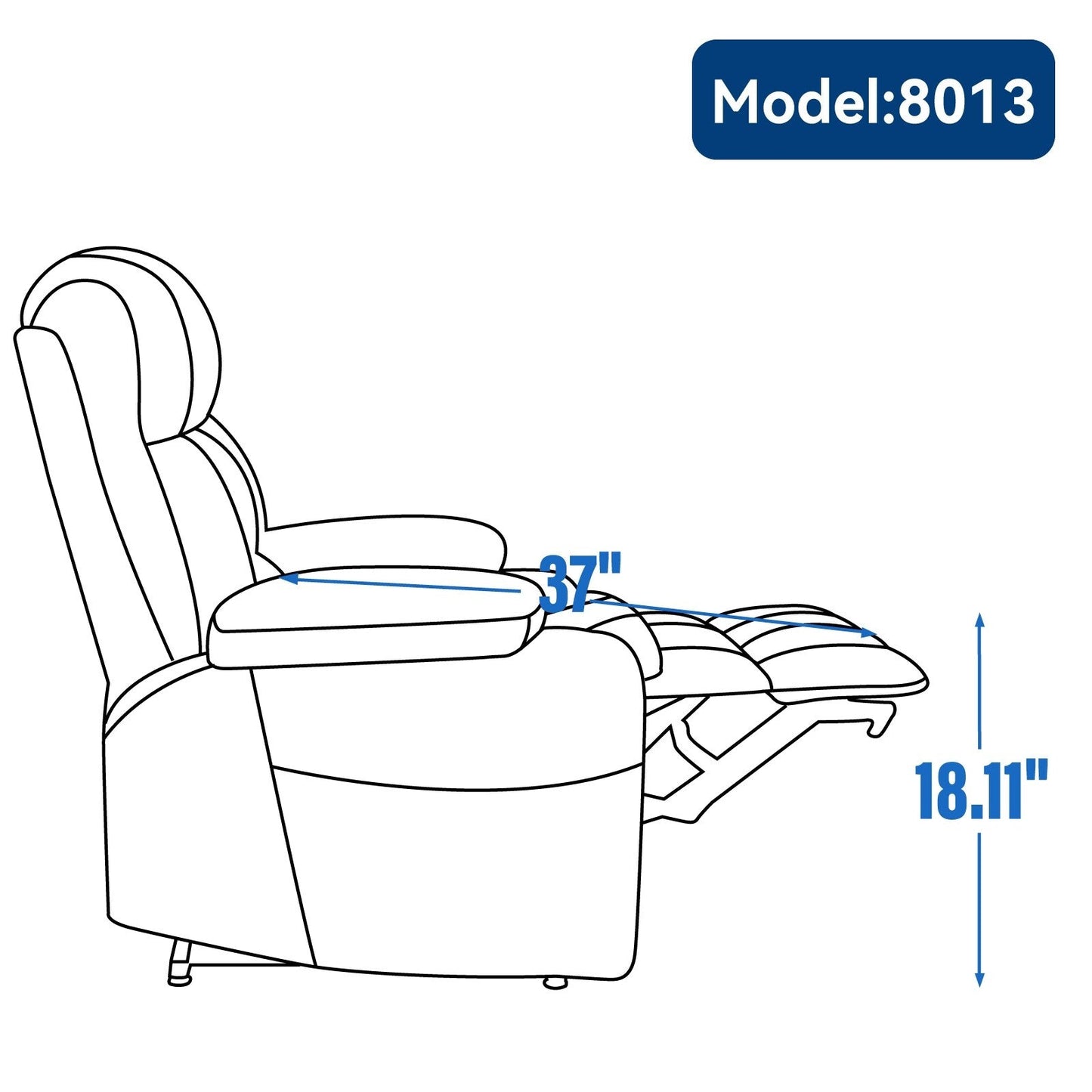 Fauteuil inclinable électrique avec deux moteurs, massage par vibrations à 8 points et chauffage lombaire, deux porte-gobelets et poches latérales