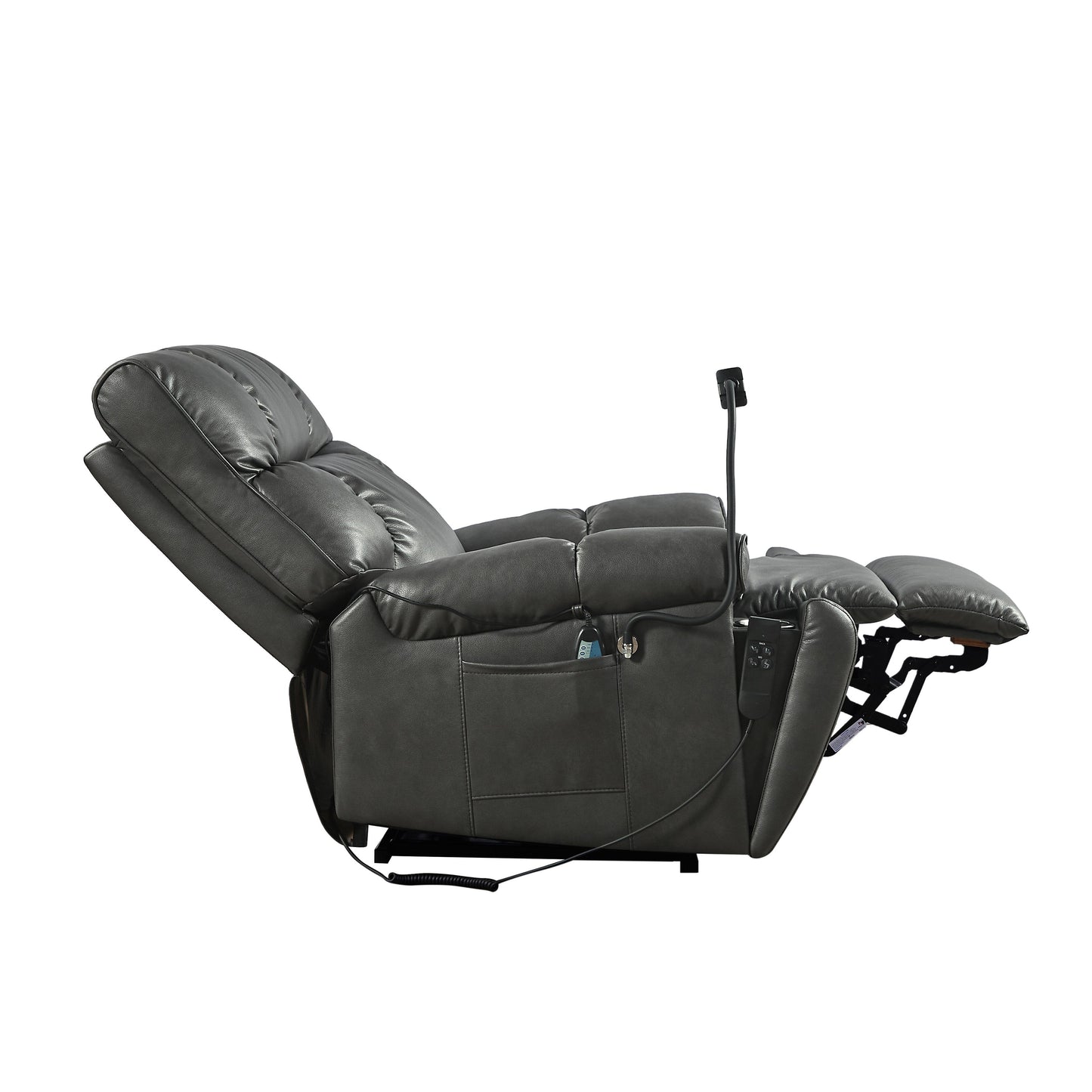 Fauteuil inclinable électrique avec deux moteurs OKIN, positions infinies, massage et chauffage, porte-gobelets
