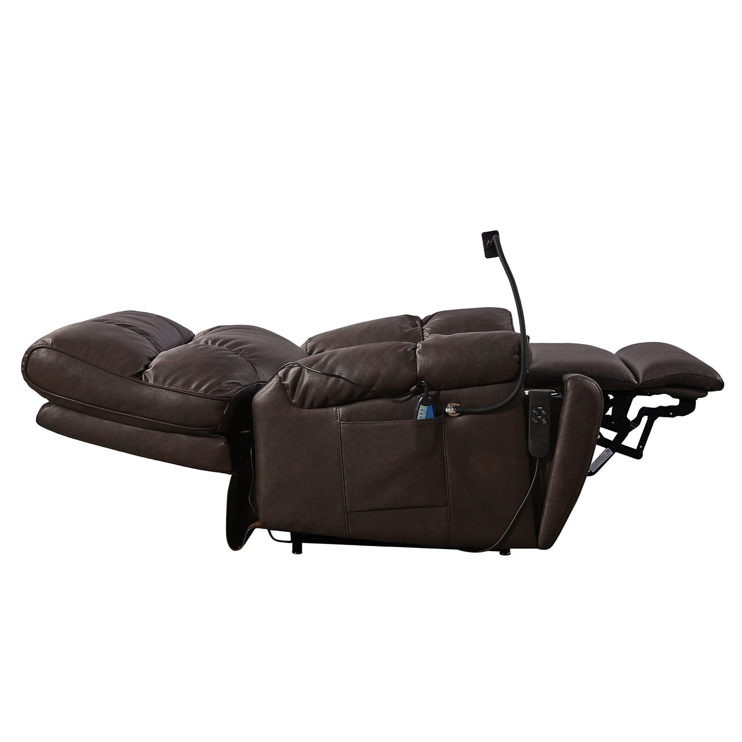 Fauteuil inclinable électrique avec deux moteurs OKIN, positions infinies, massage et chauffage, porte-gobelets