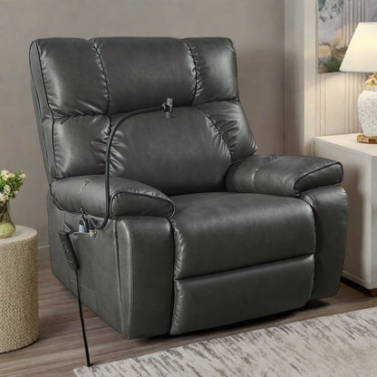 Fauteuil inclinable électrique avec deux moteurs OKIN, positions infinies, massage et chauffage, porte-gobelets