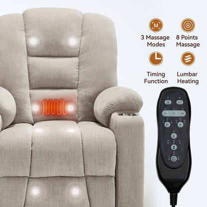Fauteuil inclinable électrique avec double port USB, porte-gobelets et tissu chenille
