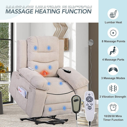 Fauteuil inclinable électrique avec massage thermique et poche de rangement