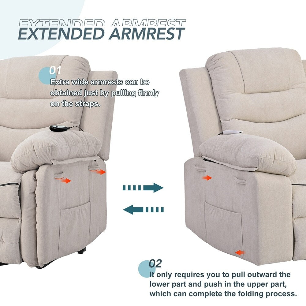 Fauteuil inclinable électrique avec massage thermique et poche de rangement