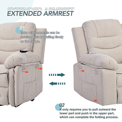 Fauteuil inclinable électrique avec massage thermique et poche de rangement