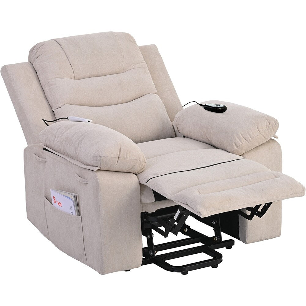 Fauteuil inclinable électrique avec massage thermique et poche de rangement