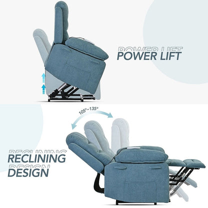 Fauteuil inclinable électrique avec massage thermique et poche de rangement
