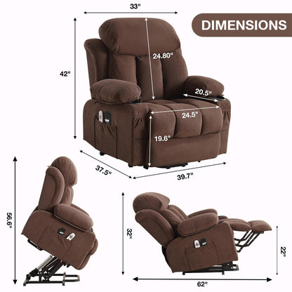Fauteuil inclinable électrique en tissu avec chauffage et massage