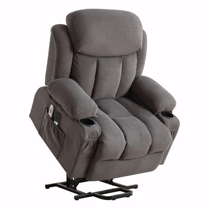 Fauteuil inclinable électrique en tissu avec chauffage et massage