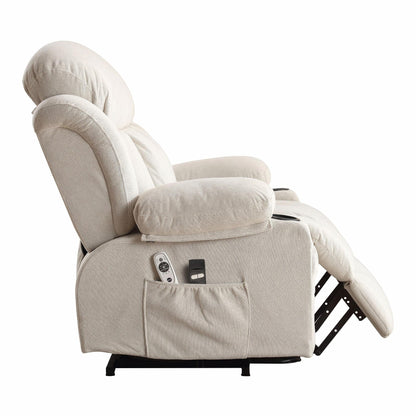 Fauteuil inclinable électrique en tissu avec chauffage et massage