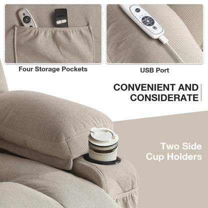 Fauteuil inclinable électrique en tissu avec chauffage et massage